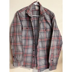 J.CREW Vintage Men's Flannel Button Down Shirt Medium Classic Fit Grey Red